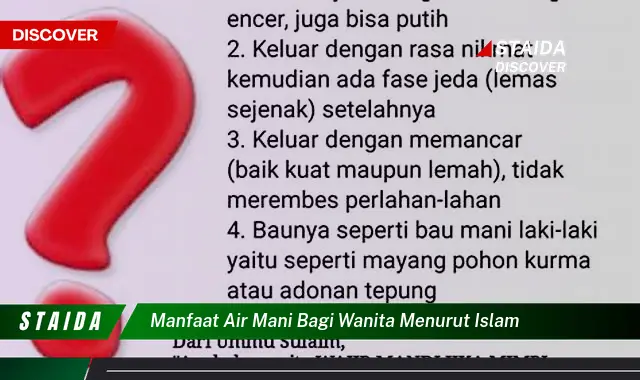 Temukan Manfaat Air Mani Bagi Wanita Menurut Islam yang Jarang Diketahui