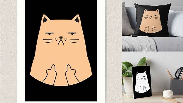 "Flipping Off Cat - An Illustrated Design Of A Cat Giving The Middle