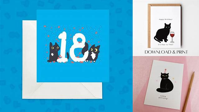 18th Birthday card eighteenth cat birthday card black cat | Etsy | 18th
