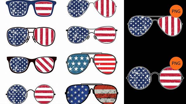 American Flag Sunglasses Multi Pack 8 PNG Files Patriotic 4th of July