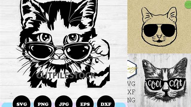 Cat With Sunglasses Svg Files for Cricut Silhouette Laser Cut | Etsy