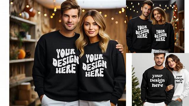 Christmas Couple Black Sweatshirt Mockup