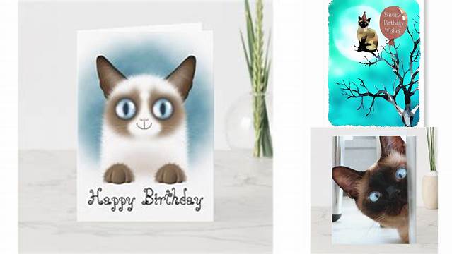 Curious Siamese Kitten Happy Birthday Card | Zazzle