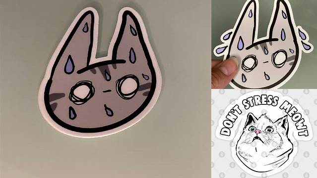 Cute Stressed Cat Sticker | Etsy