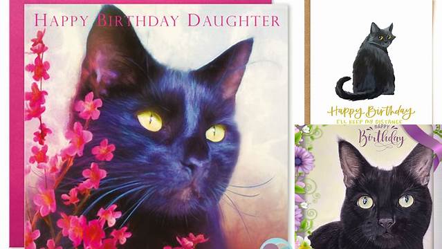 Daughter Black Cat Birthday Card 'HAPPY BIRTHDAY DAUGHTER' | juniperlove