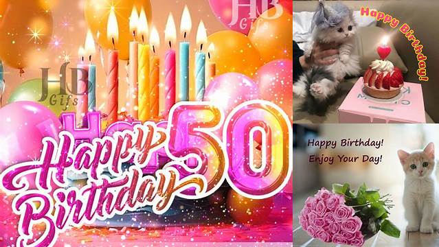 Free Funny 50th Years Happy Birthday Image With Fluffy Cat | Images and