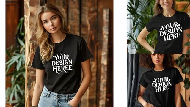 Gildan 5000 T-shirt,woman,black Mockup 1