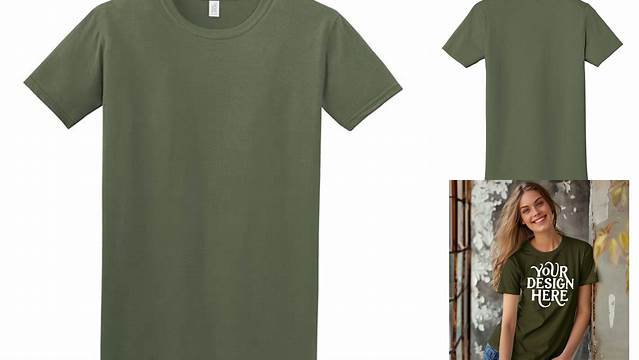 Gildan 64000 T-shirt,women,military Gree