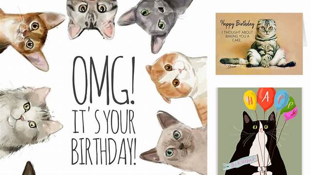 Gray Cat Happy Birthday Cards | Zazzle