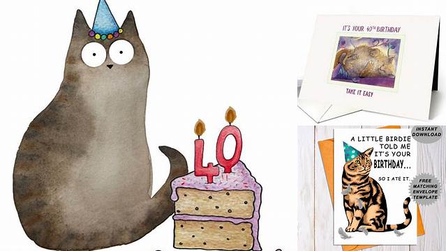 Happy 40th Birthday cat card, cat taking a break from the party card