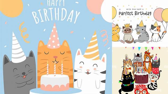 Happy Birthday Animals Cats Cartoon Greeting 561847 Vector Art at Vecteezy