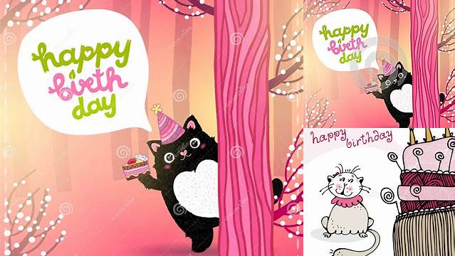 Happy Birthday Card With A Cute Fat Cat Stock Vector - Image: 40035120