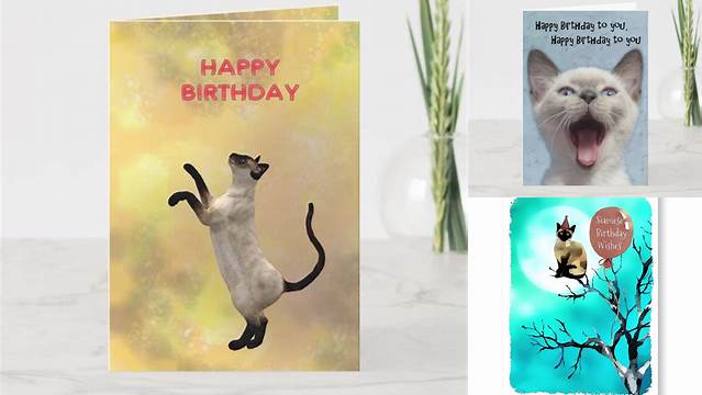 Happy Birthday Siamese Kitten Card | Zazzle