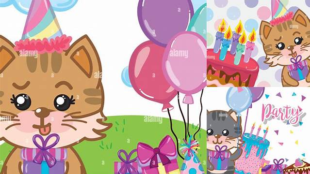 Happy birthday cat stock vector. Illustration of child - 155251745