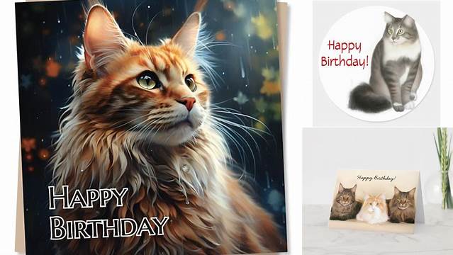 Maine Coon Cat Happy Birthday Sticker | Zazzle