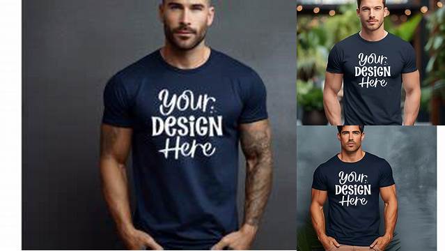Male Model T-Shirt Mockup Navy