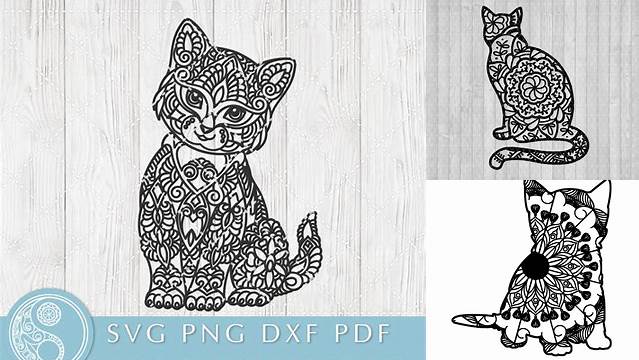 Mandala cat svg, cute kitten svg, kawaii svg, lovely cat svg, kitty svg