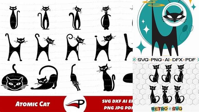 Mid Century Modern Atomic Cats SVG Cricut Cut Files Retro | Etsy