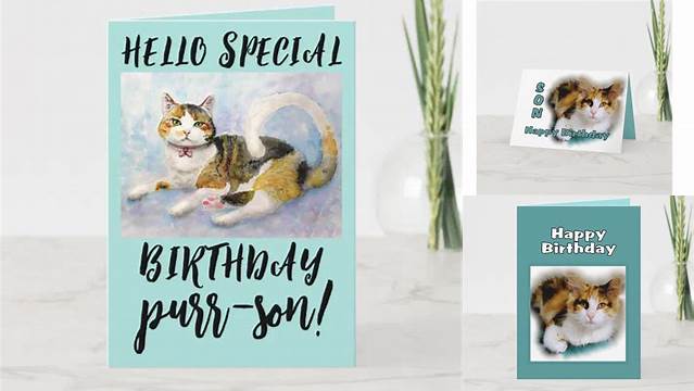 Son Happy Birthday Calico Cat Card | Zazzle