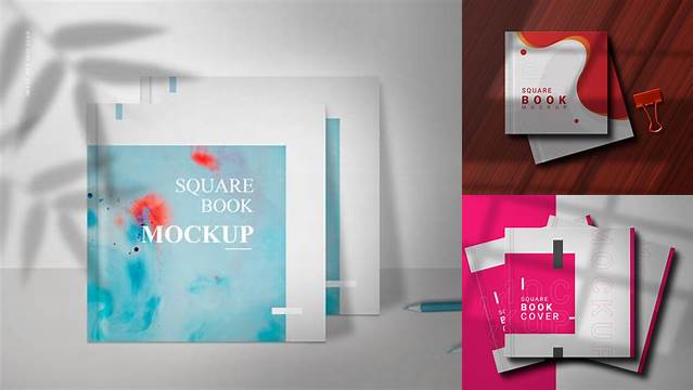 Square Book Mockup with Elegant Shadow