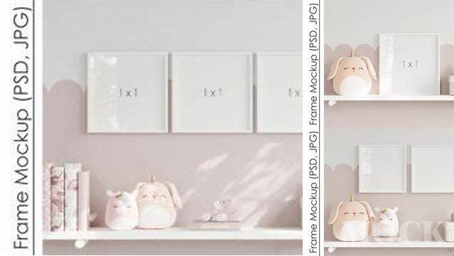 Square Frame Mockup in Pink Kids Room