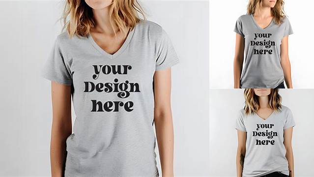 V-Neck 3005 Athletic Heather Mockup 15