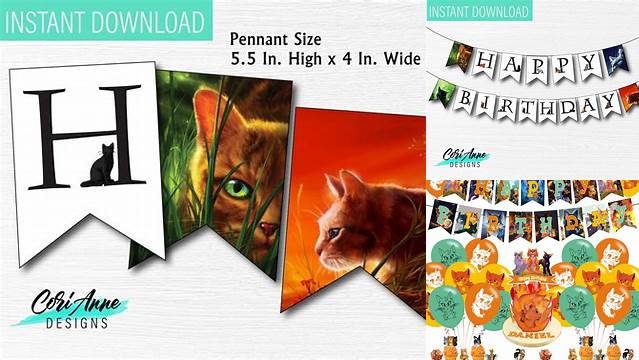 Warrior Cats Happy Birthday Banner DIY printable party decor | Etsy