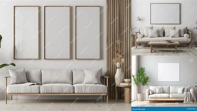 White Frame Modern Living Room Mockup