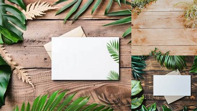 Wooden Background Mockup with Leaf