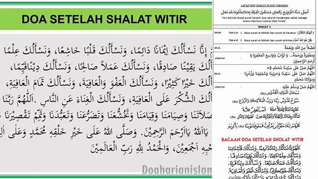 Bacaan Setelah Sholat Tarawih Dan Witir