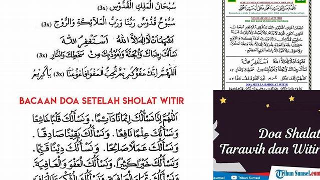 Bacaan Setelah Tarawih Dan Witir