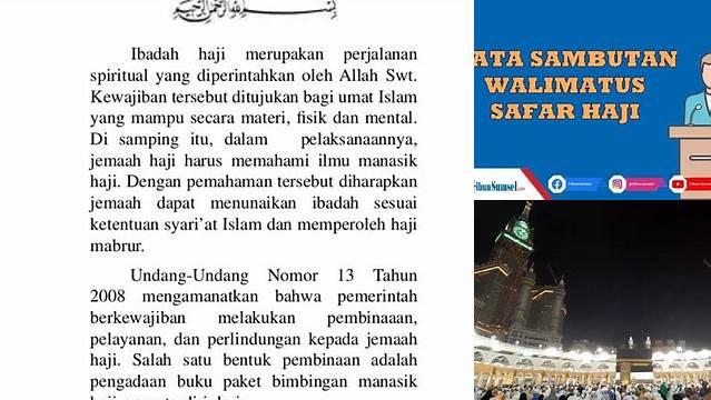 Contoh Sambutan Walimatussafar Haji