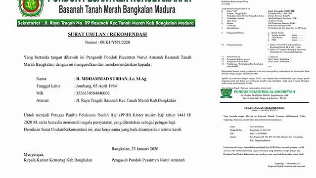 Contoh Surat Rekomendasi Petugas Haji