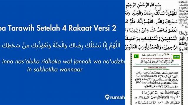 Doa 4 Rakaat Tarawih