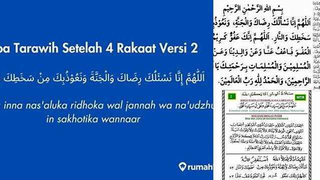 Doa Setelah 4 Rakaat Tarawih