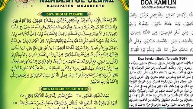 Doa Setelah Sholat Tarawih Nu