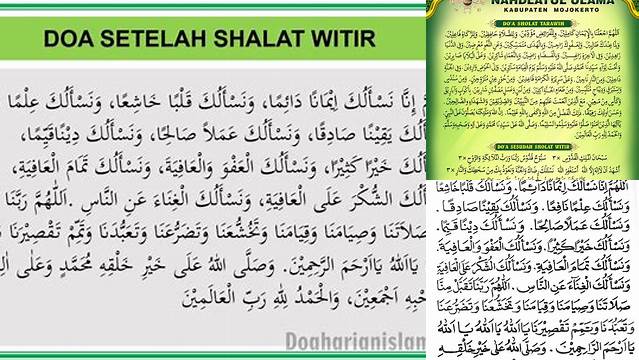 Doa Setelah Sholat Witir Tarawih
