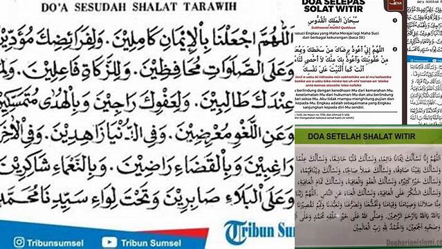 Doa Setelah Tarawih Sebelum Witir