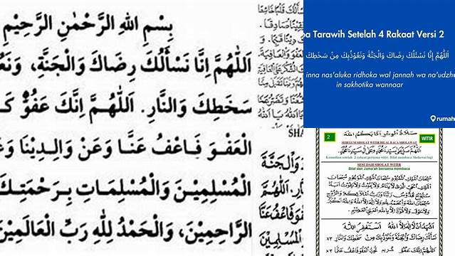 Doa Sholat Tarawih Setelah 4 Rakaat