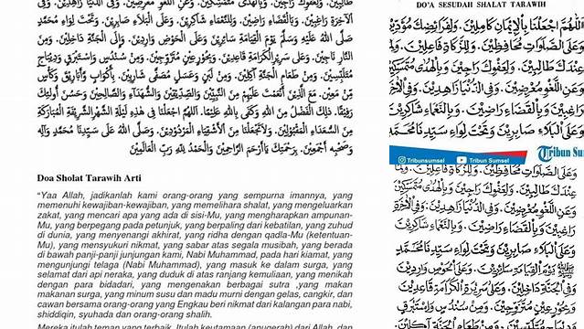 Doa Tarawih Dan Witir Lengkap