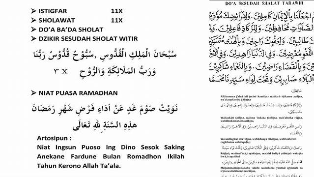 Dzikir Setelah Sholat Tarawih