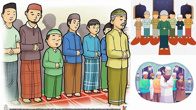 Gambar Orang Sholat Tarawih Kartun