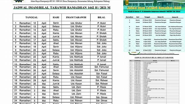 Jadwal Imam Tarawih