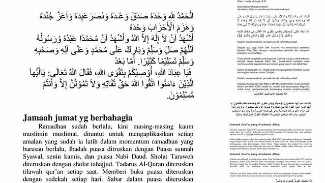 Khutbah Jumat Setelah Idul Fitri