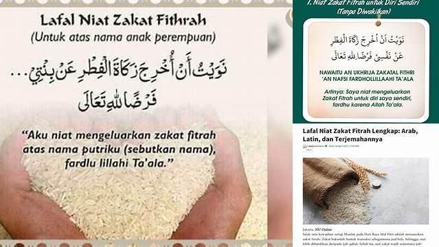 Lafal Niat Zakat Fitrah