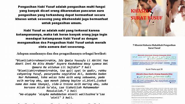 Temukan Manfaat Surat Yusuf untuk Pengasihan yang Jarang Diketahui