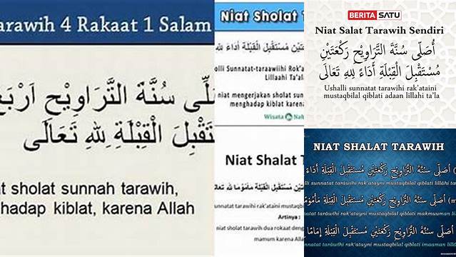 Niat Shalat Tarawih 4 Rakaat