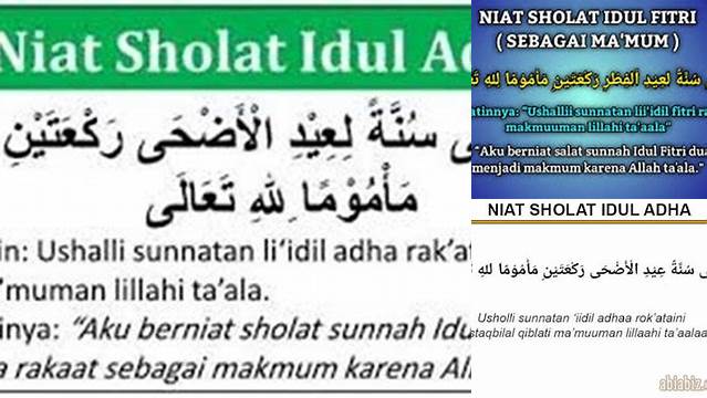 Niat Sholat Idul Adha Makmum