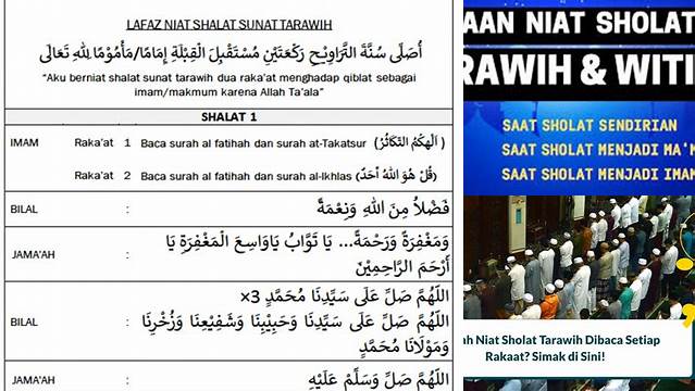 Niat Sholat Tarawih 23 Rakaat