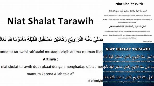 Niat Sholat Tarawih Dan Witir